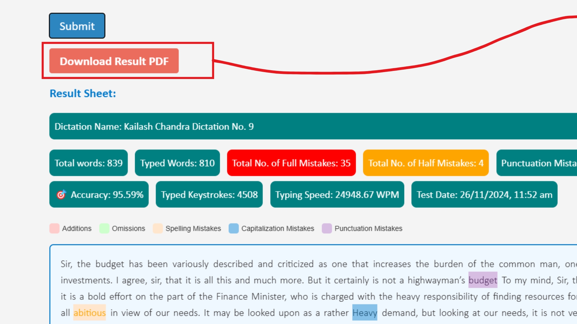 Step 12: Download Result Sheet